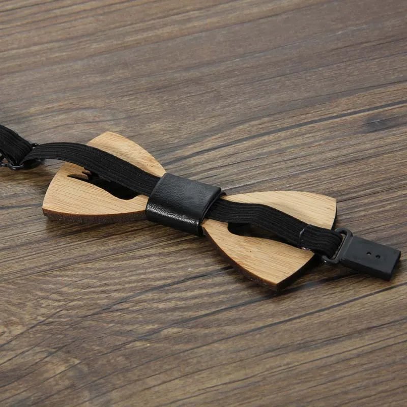 

Fashion Wooden Bow Tie For Men Vintage Bowtie Hollow Out Carved Man Wooden Neck Ties Adjustable Strap Classic Bow Ties Wholesale