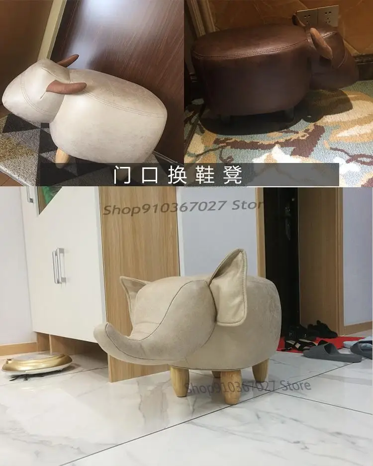 Креативный сменный стул для обуви домашний в виде свиньи ног из массива дерева