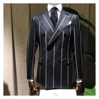 Черные мужские костюмы, одежда на заказ, цельная куртка, двубортный Блейзер, деловое пальто