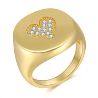 hip hop big love heart ring for women charming gold color copper punk rock statement cz zircon crystal ring fashion jewelry