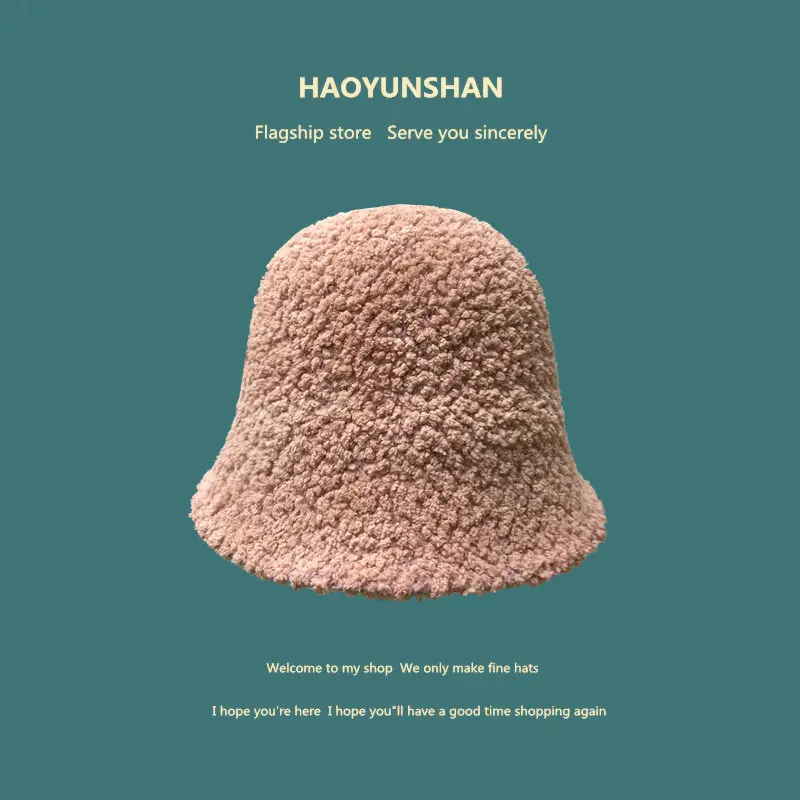 

2020 Japanese Fisherman Hat Female New Teddy Velvet Bell-shaped Basin Hat Solid Color Lamb Wool Warm Wild Wide Brim Bucket Hats