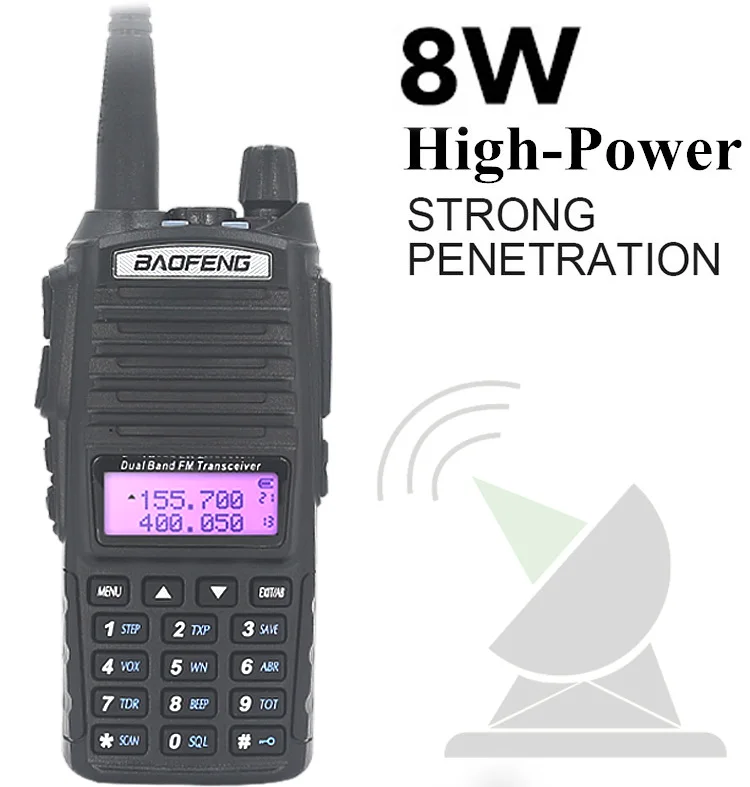 

2pcs Baofeng UV 82 5W 8W Walkie Talkie Radio Boafeng UV-82 Walkie-talkies Dual PTT Two Way Radio UHF VHF Radio 10 KM uv5r 888S