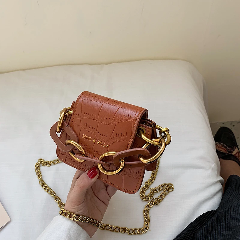 13 CM Brown Элегантная женская мини-сумка новая качественная кожаная женская дизайнерская сумка с крокодиловым узором на цепочке сумка через плечо - Цвет: 13 CM Brown