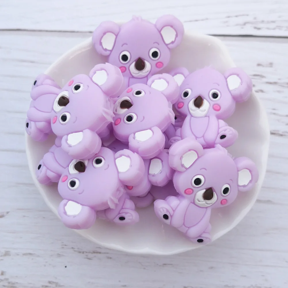 LOFCA 50 шт. силиконовые бусины Koala пищевой BPA-Free силиконовые бусины для изготовления детских прорезывателей пустышки цепи детский Прорезыватель игрушка
