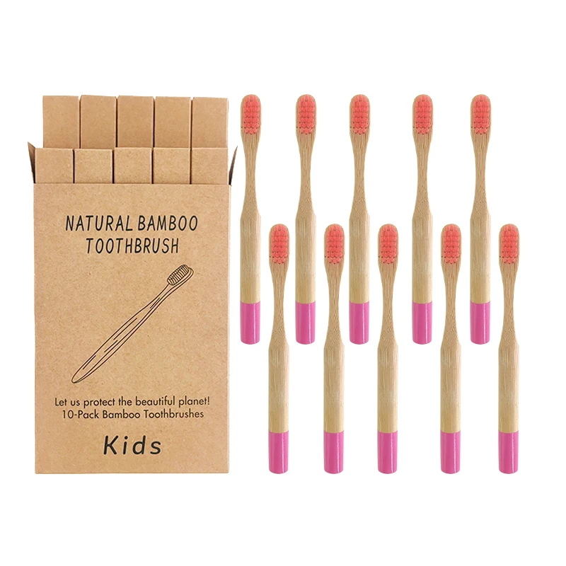 10 шт. детская зубная щетка Экологичная Радужная бамбуковая нейлоновая средняя