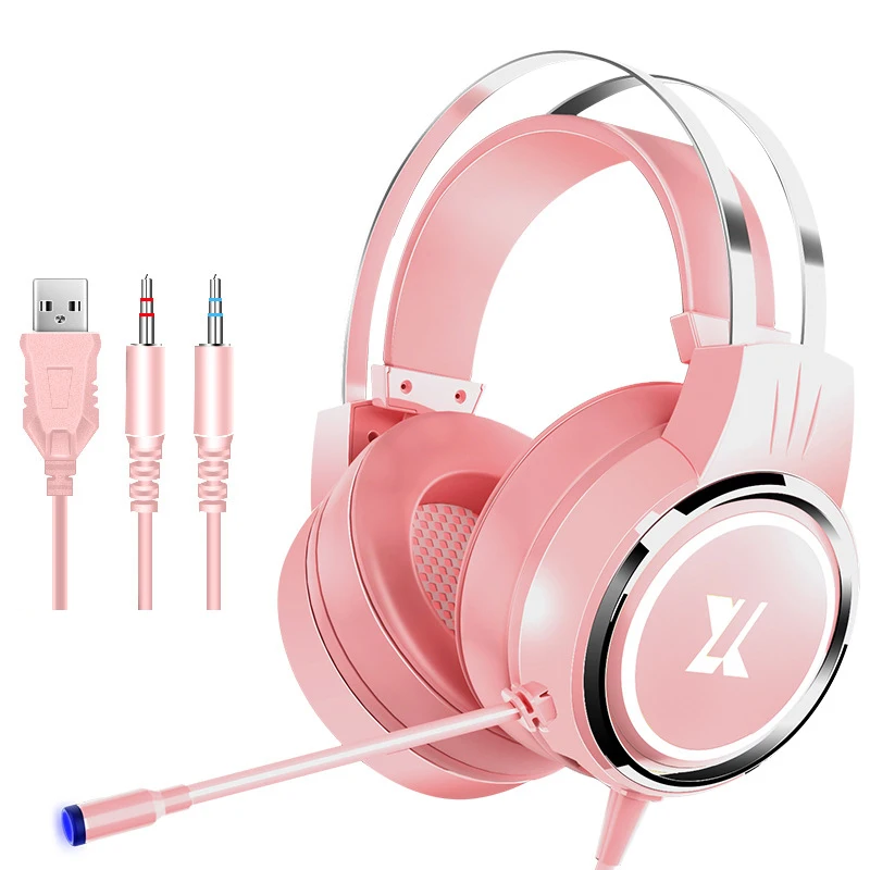 Wired Earphone Headset PC Gamer Stereo Folded Headphone Flexible Adjustable Mic For Laptop/PC/Mobile Girls Gift | Электроника