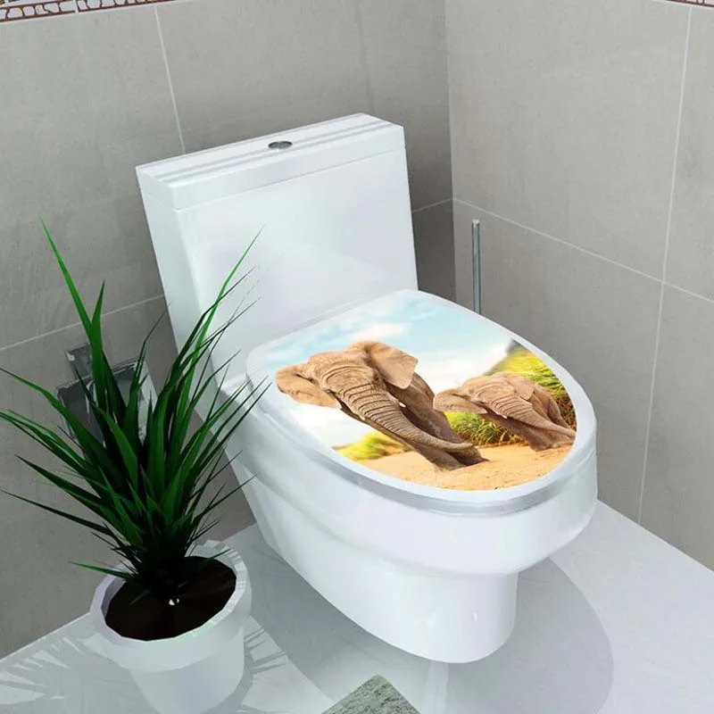 Наклейки для унитаза милые Мультяшные животные 3d сиденье ПВХ Настенная Наклейка