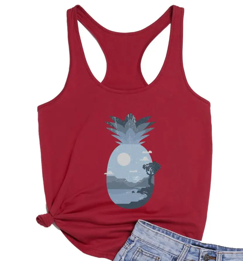 Винтажный женский жилет с тропическим ананасом забавные летние пляжные