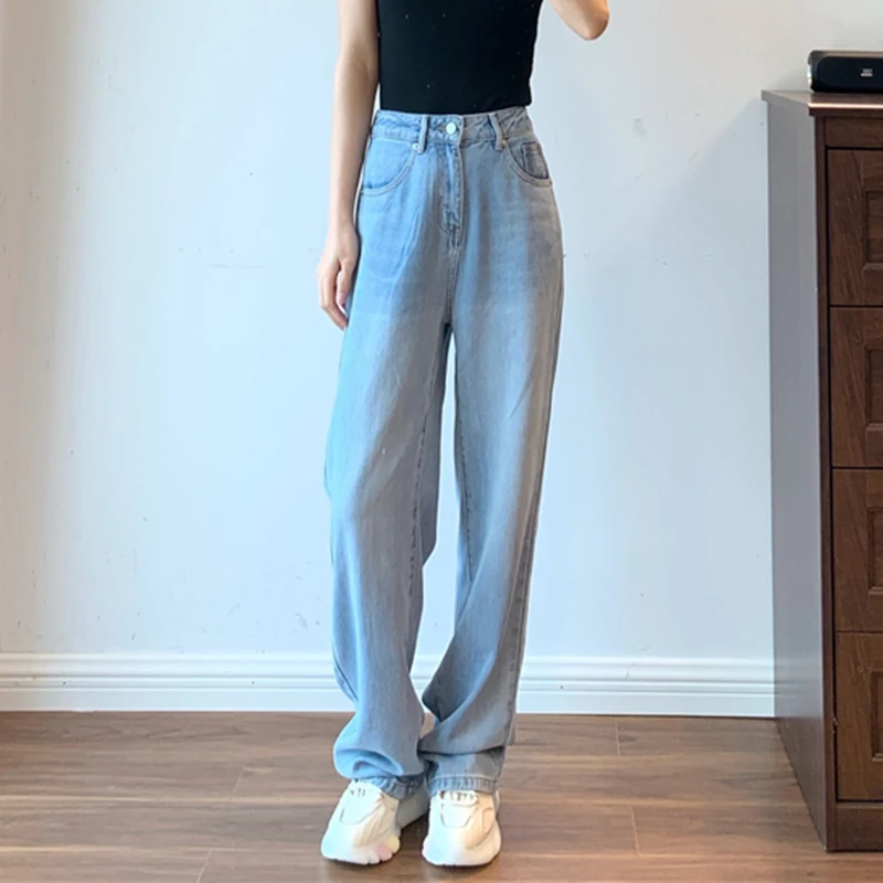 

Woman High Waist Clothes Wide Leg Denim Jeans Casual Streetwear Vintage Quality Clothing Fashion Harajuku Straight Capris Pants