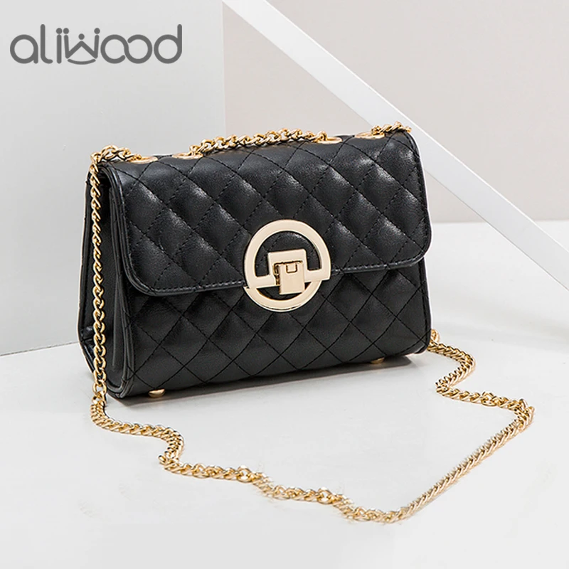 aliwood New Style Fashion Diamond Lattice Chain Women Shoulder bags Wild Niche Temperament Flap bag Female Crossbody Bag handbag