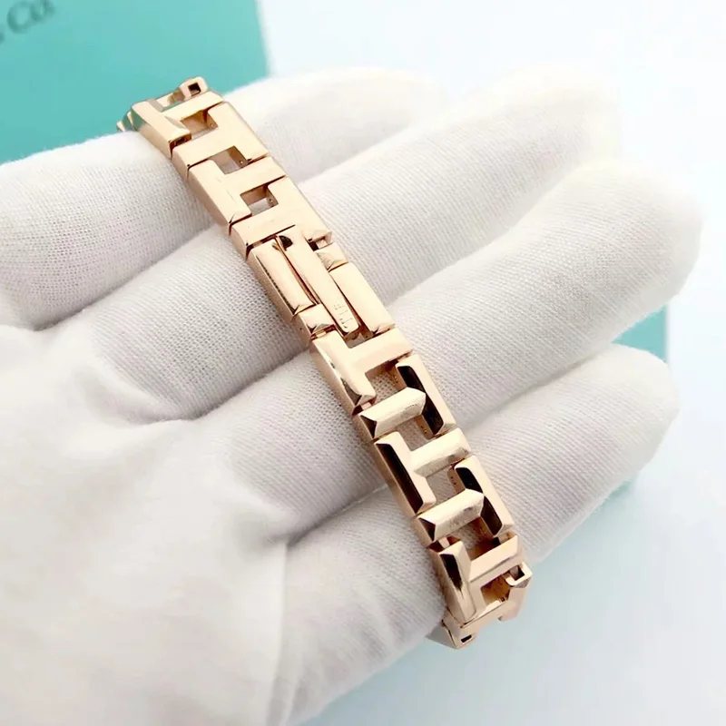 

Оригинальный Т-образный браслет в стиле панк тиф 1:1 с логотипом из розового золота, высококачественные роскошные ювелирные изделия, Классич...