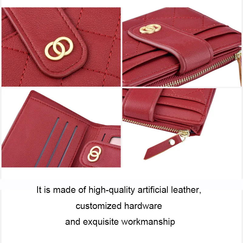 Женский мини-кошелек маленький тонкий кошелек двойного сложения с отделением