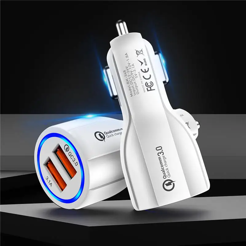 Автомобильное зарядное устройство GTWIN Quick Charge 3,0 USB для iPhone 11 Pro Max Xiaomi huawei P30 QC3.0 3.1A быстрое автомобильное зарядное устройство для телефона - Тип штекера: Universal White