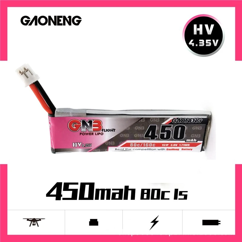 gnb 1s 38 v hv 435 v 450mah lipo батарея 80c160c с разъемом ph2 0