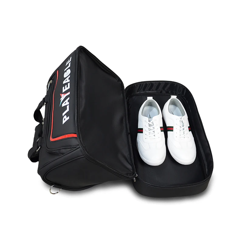 PLAYEAGLE Large Capacity Golf Clothing & Shoes Boston Bag with Long Strap/Hand-holding Waterproof Matte PU Travel Duffle Bag
