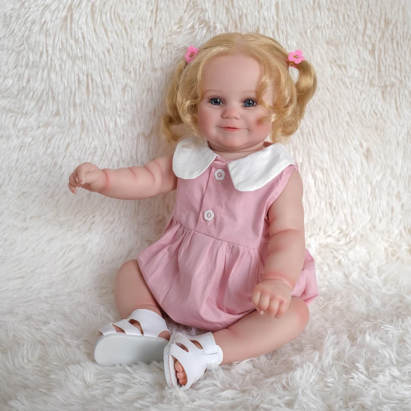 

22inch Bebe Doll Reborn Full Silicone Body Doll Maddie Newborn Bebe Lifelike Soft Real Touch Cuddly Baby Doll Handmade 3D Skin