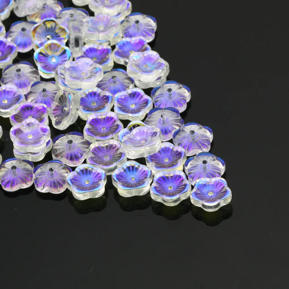 

100pcs White Transparent Flower Spacer Beads 8mm Loose Glass Beads For Jewelry Making Handmade Diy Necklace Bracelet Accessories