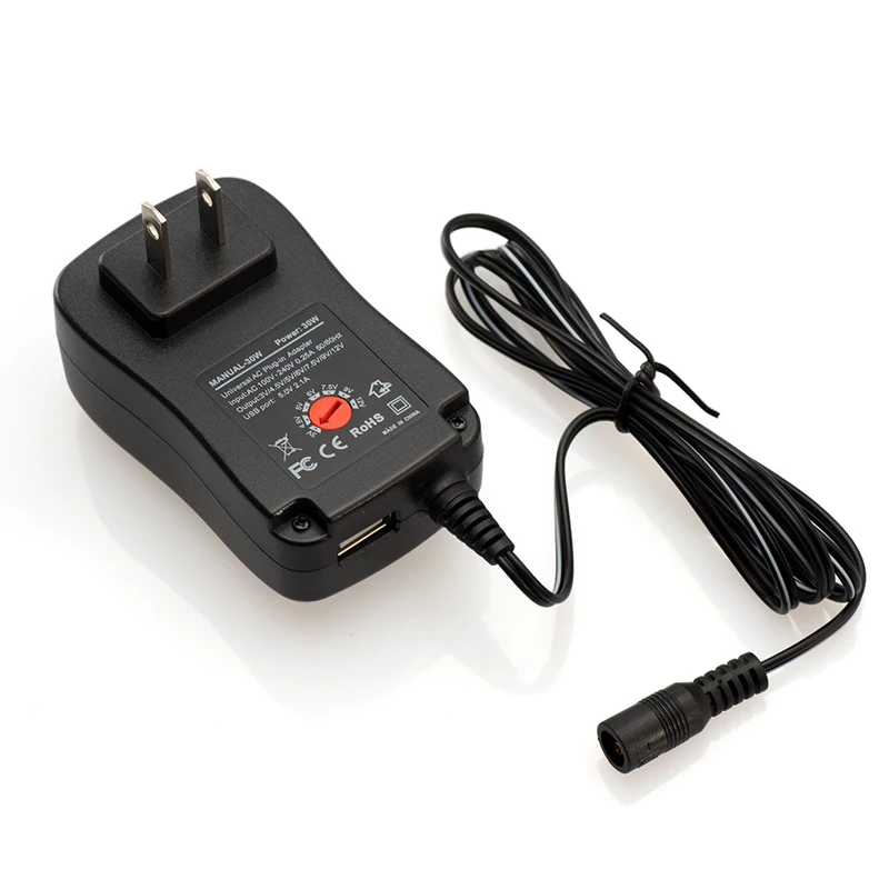 Адаптер 3 в 4 5 6 7 9 12 В 2A 2.5A AC/DC Регулируемый источник питания Универсальное