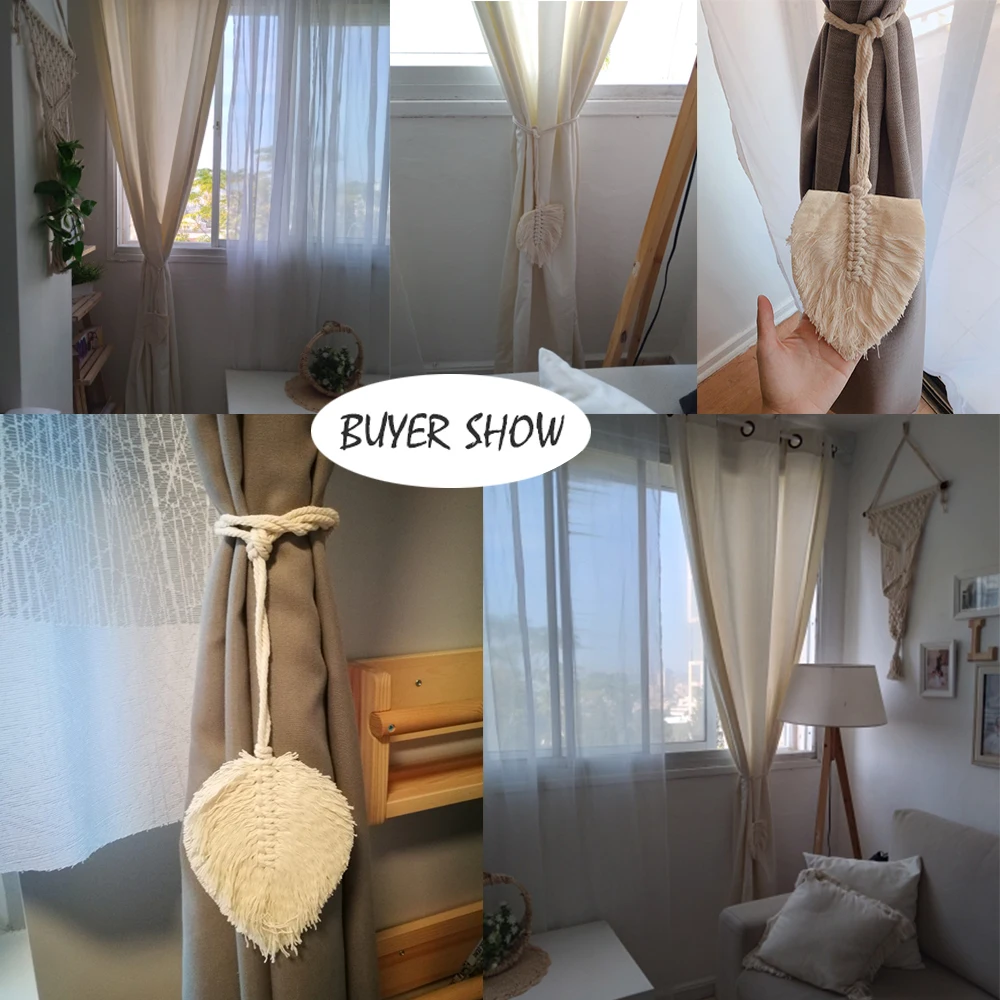 

2 Pack Leaf Macrame Curtain Tiebacks Shaped Braided Curtain For Living Room Holdback Window Curtain Home Room Bedroom Decoration