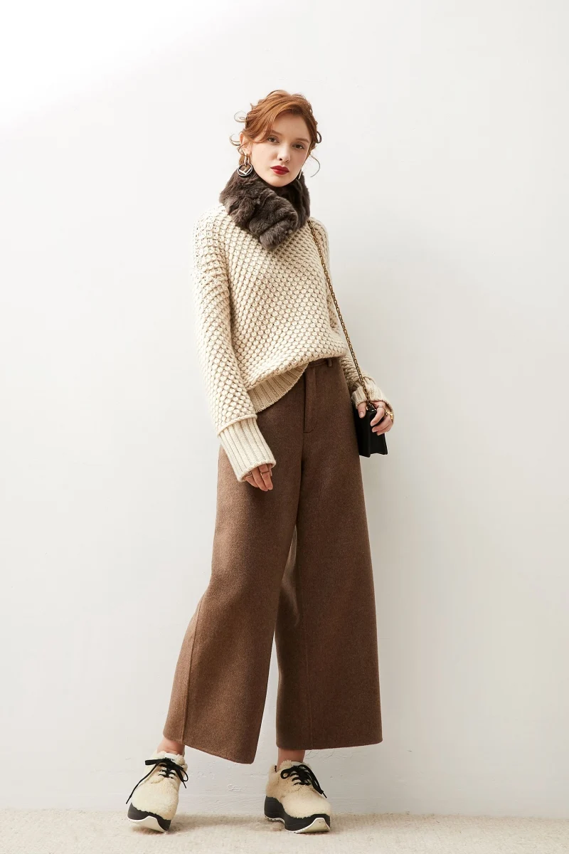 Женский вязаный свитер из 100% кашемира кремового цвета Осень-зима 2019 | Женская