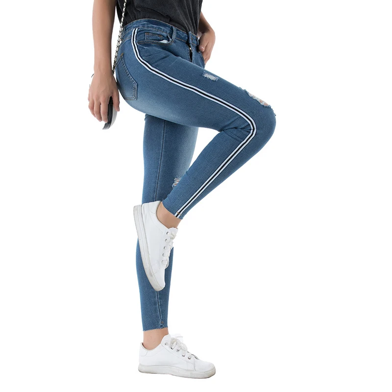 CHRLEISURE женские обтягивающие джинсы джинсовые брюки с дырками узкие повседневные