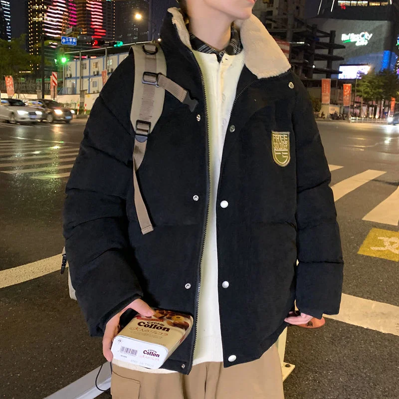 Men Parka Harajuku Streetwear Branded Men Padded Coat Corduroy Thicken Oversize Men's Winter Jacket Casual Fashion
