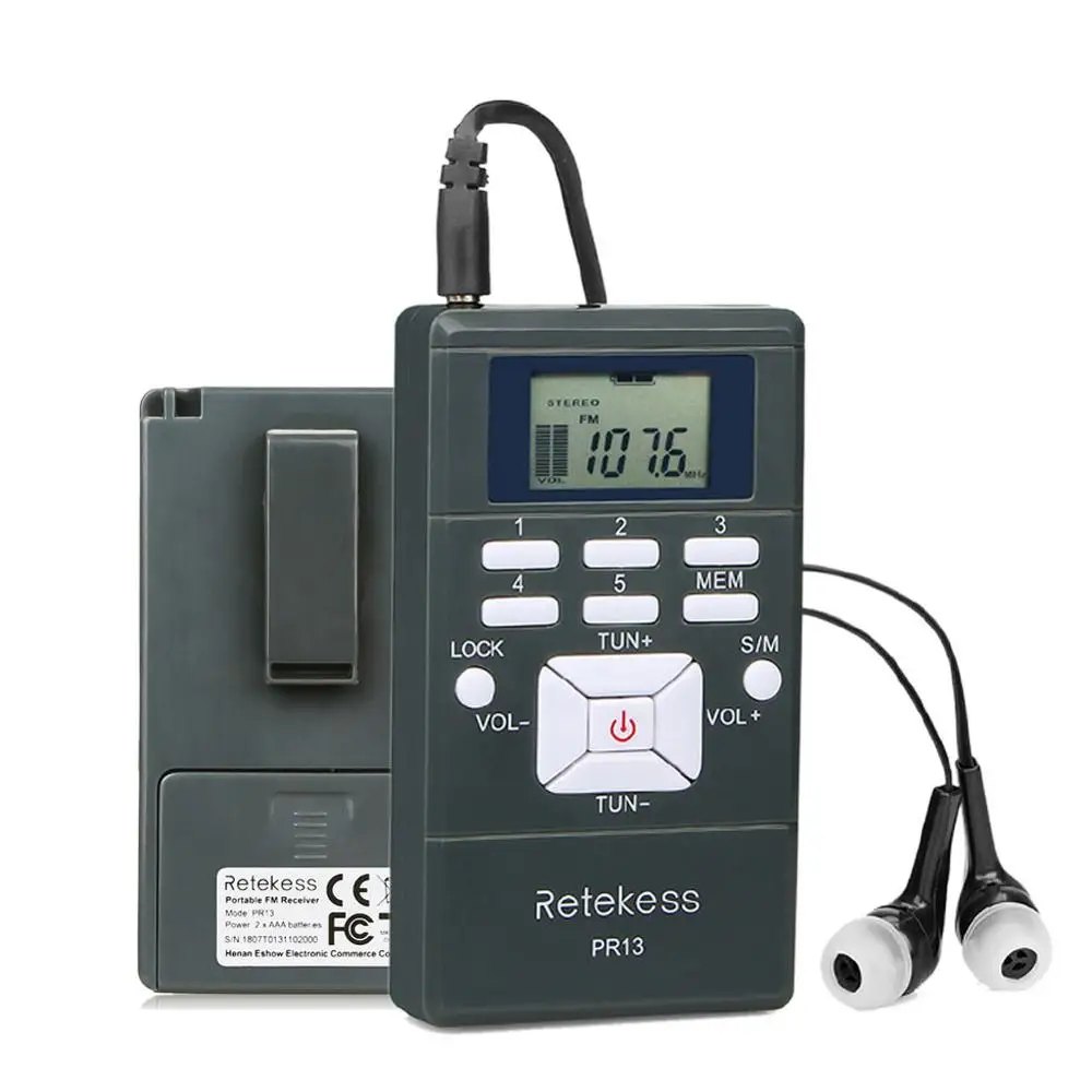 PR13 портативное минирадио ресивер FM стерео компактное классические цифровые часы