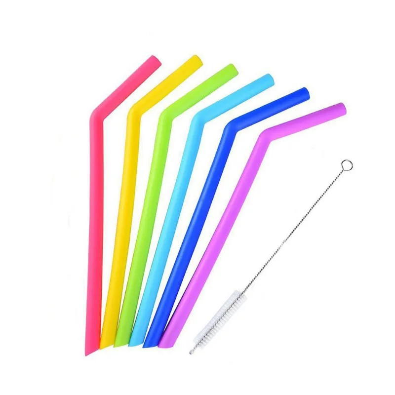 Креативная цветная силиконовая Солома для молока чая сока питья соломы + набор