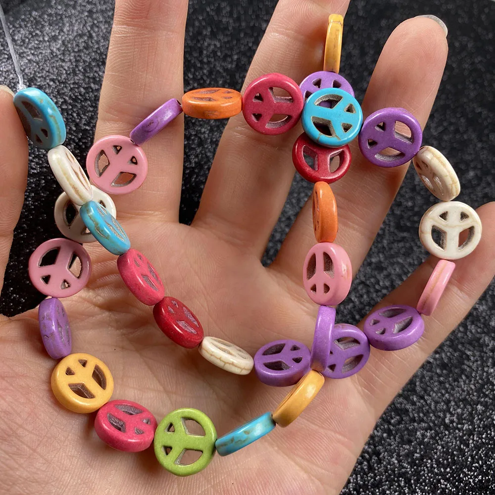 Каменные бусины бирюзовые символы мира свободные Изоляционные Бусины