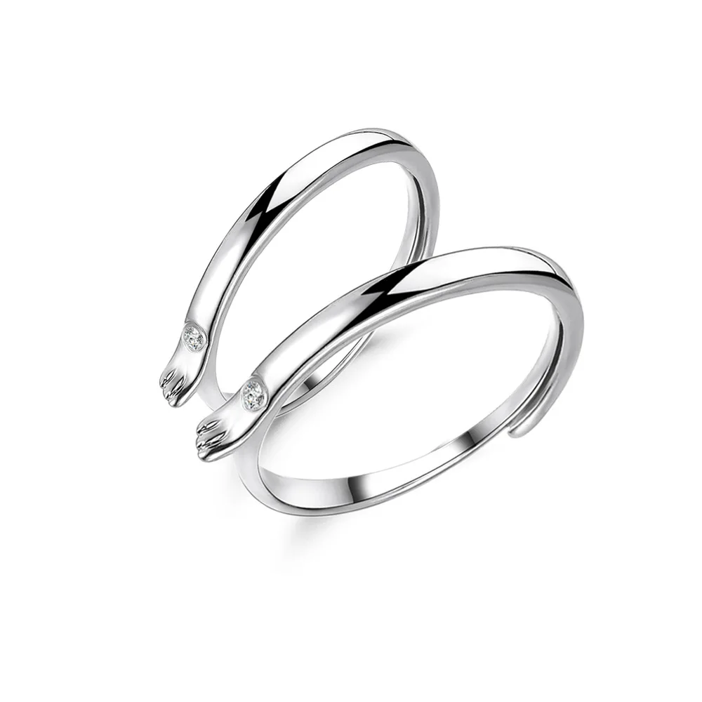 

2021 New Open Pair Ring A Pair of Couple Rings Men and Women Micro-inlaid Zircon Wing Rings Valentine's Day Gift Women's Jewelry