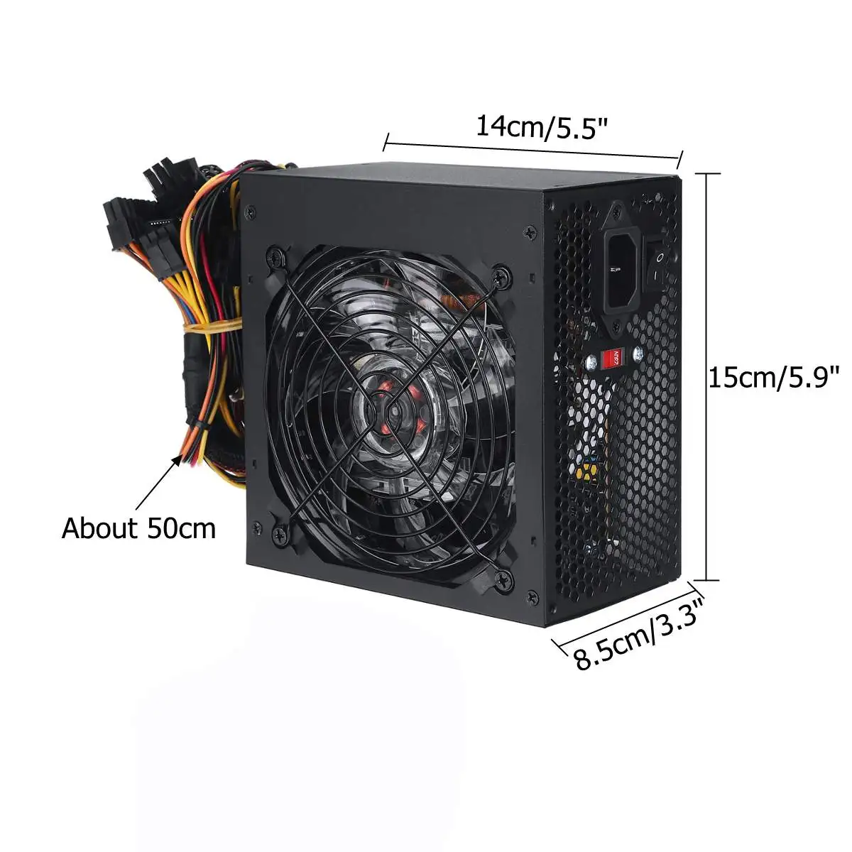 

Max 600W Power Supply PSU PFC 12cm LED Silent Fan ATX 24pin 12V PC Computer SATA Gaming PC Power Supply For Intel AMD Computer