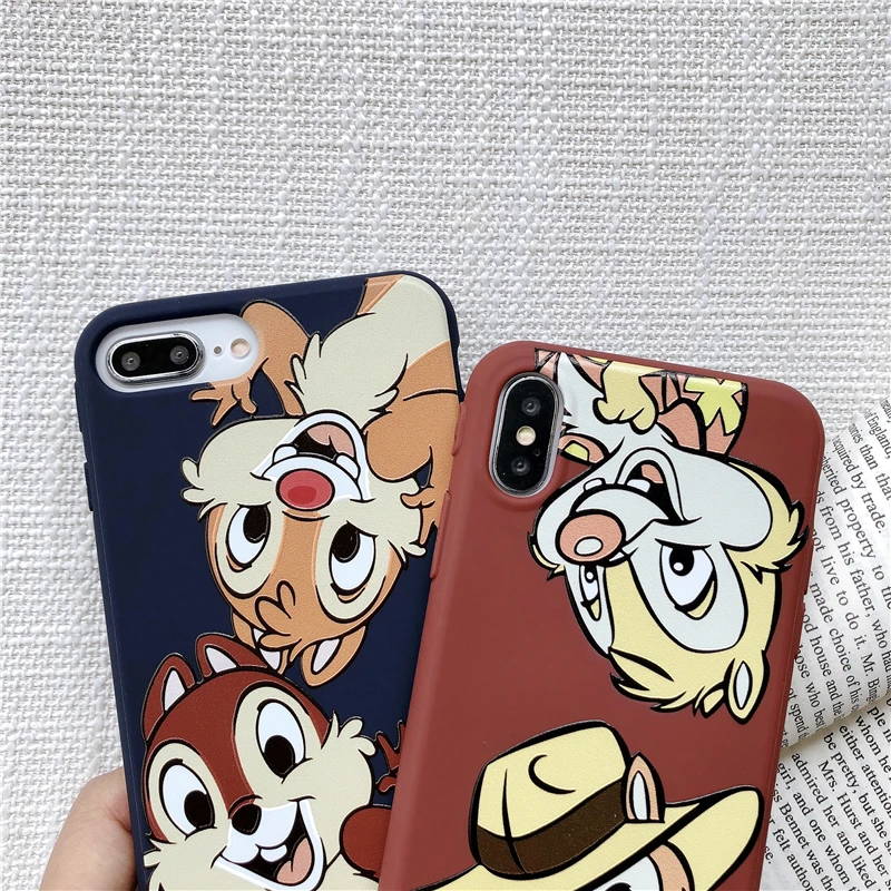 Милый чехол для телефона с белкой для iphone 7, чехол с мультяшным рисунком чип и Дейл, чехол для iphone 6, 6 S, 8 Plus, X, XS, XR, мягкая задняя крышка из ТПУ, новинка