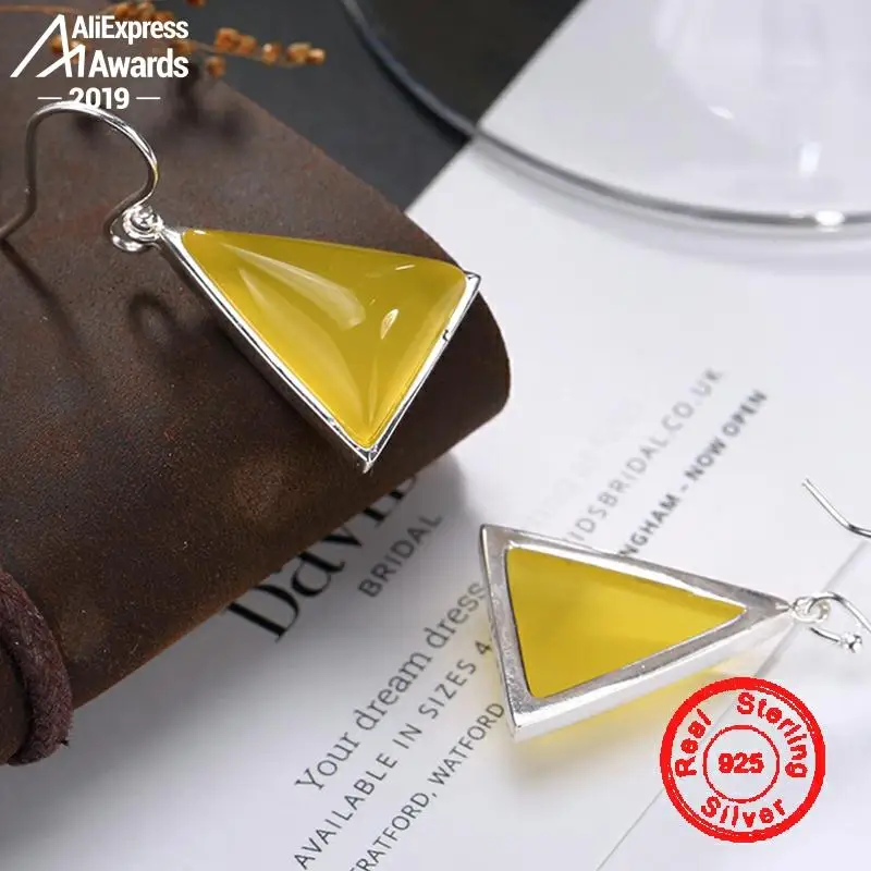 Серьги-подвески из серебра 925 пробы с украинским янтарем большие серьги античный