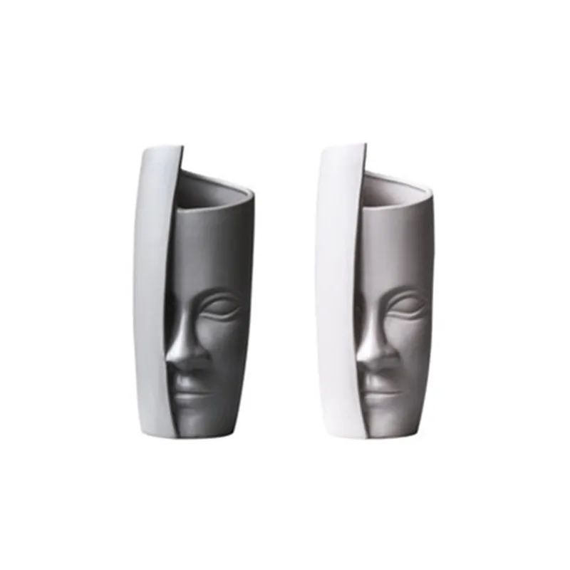 

Nordic Creative Personality Ceramic Face Art Vase Home Abstract Decor Floral Living Room Wine Cabinet Flower Arrangement M3566