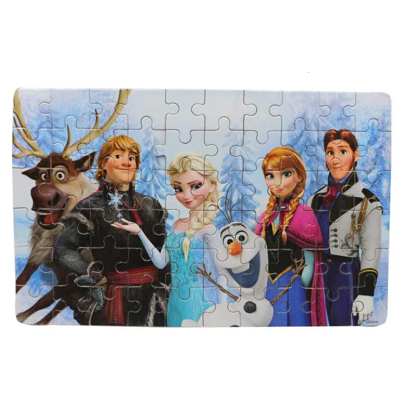 no box Disney Подлинная Молния Mc королева и Снежная королева 60 штук деревянные наклейки Головоломка Детские игрушки 3D железная коробка игрушки для детей - Цвет: no box