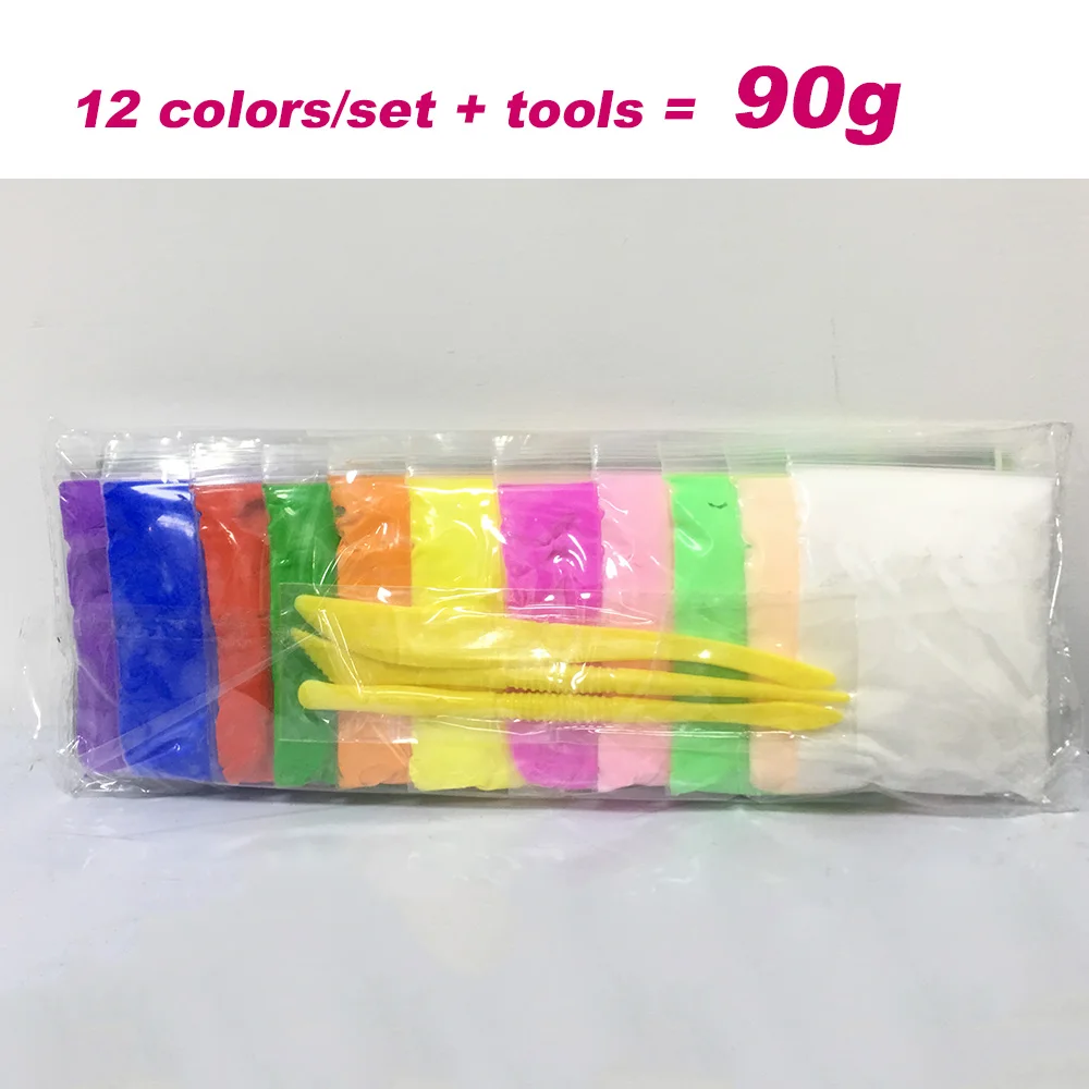 12color(about 80g) 12/24/36 Цветной сохнущая на воздухе светильник глиняные игрушки хандум с возможностью креативного самостоятельного выбора между мягкая игрушка из пластилина из полимерной глины на день рождения Рождественские подарки для детей - Цвет: 12color(about 80g)
