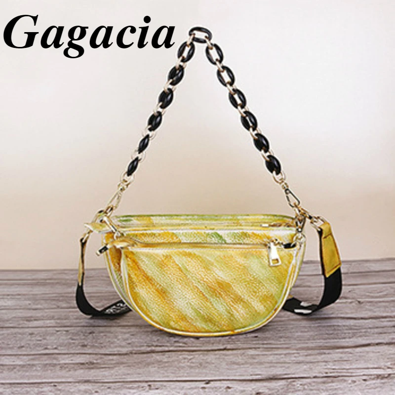 

GAGACIA Genuine Leather Shoulder Bag For Women Female Retro Chinese National Style Luxury Waist Bag New Crossbody Composite Bags