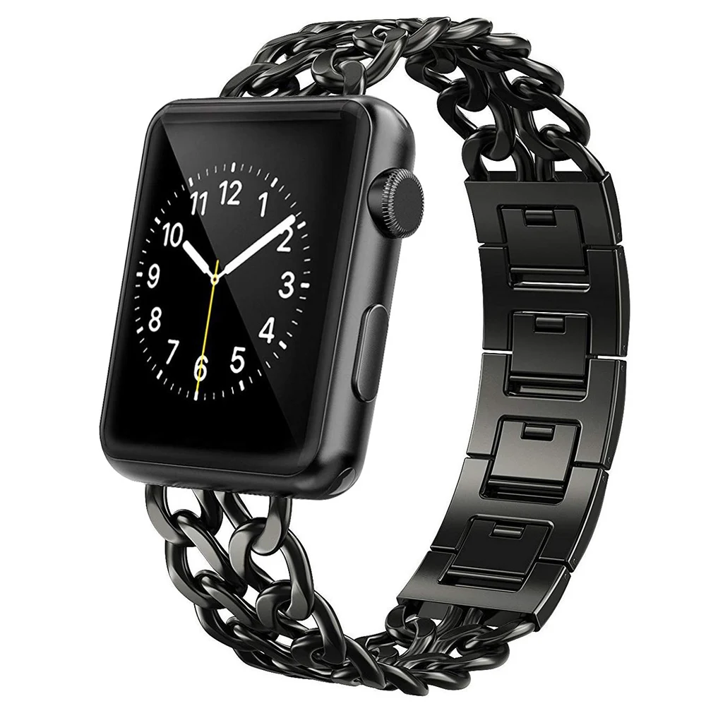 Ремешок из нержавеющей стали для Apple Watch SE 6 5 4 40 мм 44 металлический звеньевой
