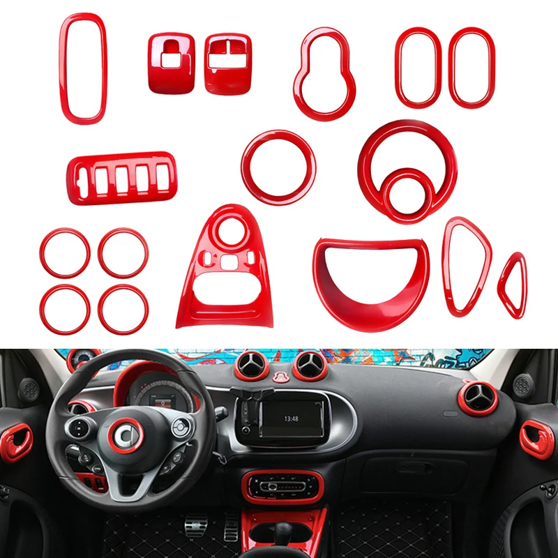 

Украшение салона автомобиля, чехол на руль, красный для нового Smart 453 fortwo forfour