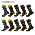 10 партлот счастливые мужские носки повседневные носки из чесаного хлопка цветные носки с принтом животных высокое качество компрессионные фотоподарки