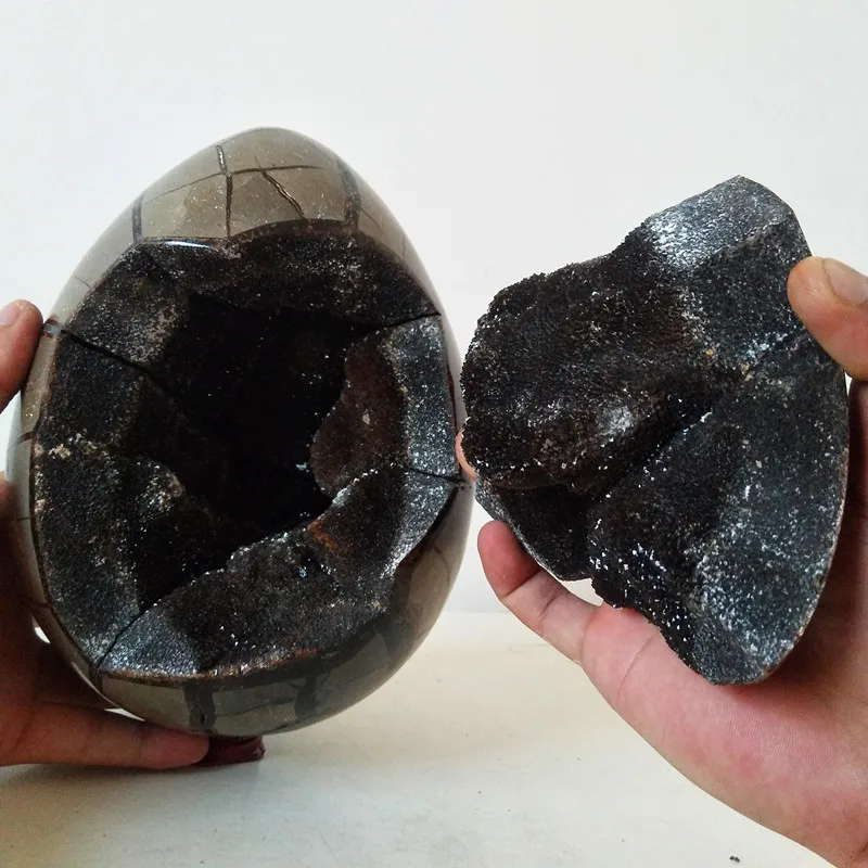 Гигантский натуральный жеод кристаллы яйцо Septarian камень Дракон яйца Идеальный