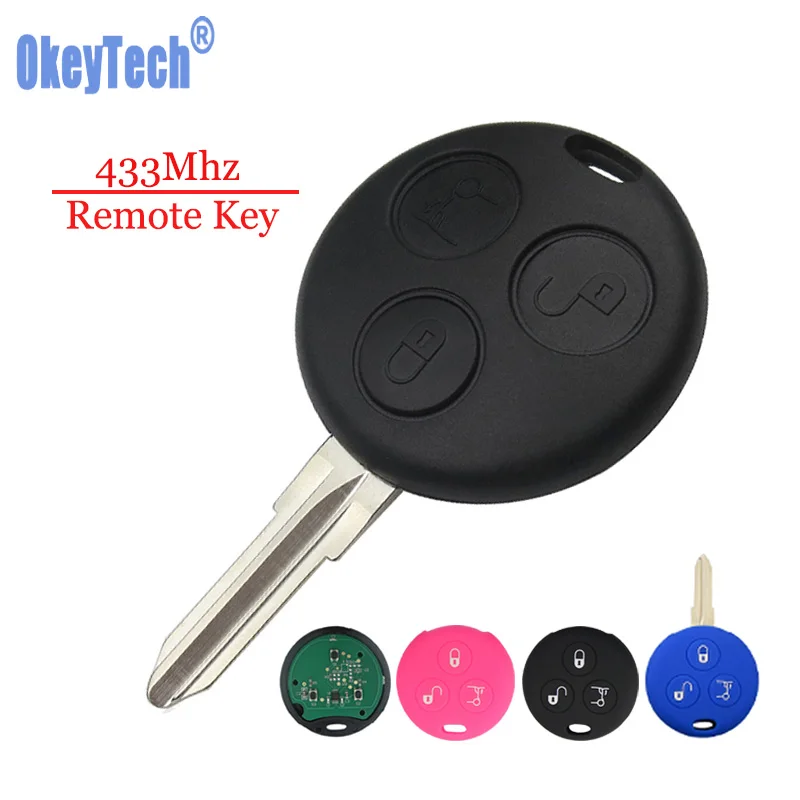 OkeyTech дистанционный ключ для Mercedes Benz Smart Fortwo 450 451 454 Roadster Forfour Автомобильный ключ отправить силиконовый чехол 433 МГц 3 кнопки