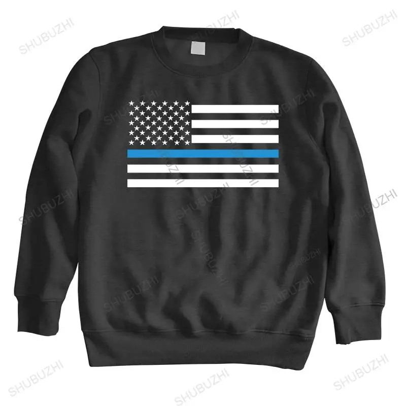 

Брендовая осенне-зимняя толстовка с капюшоном, тонкая синяя линия, флаг, офицер полиции, Мужская брендовая Прямая поставка, Мужская Осенняя ...