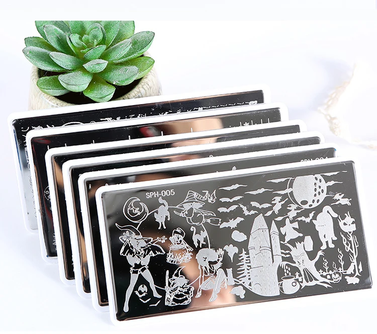 1 шт шаблон для стемпинга нейл арта Рождество Хэллоуин серия цветок милые