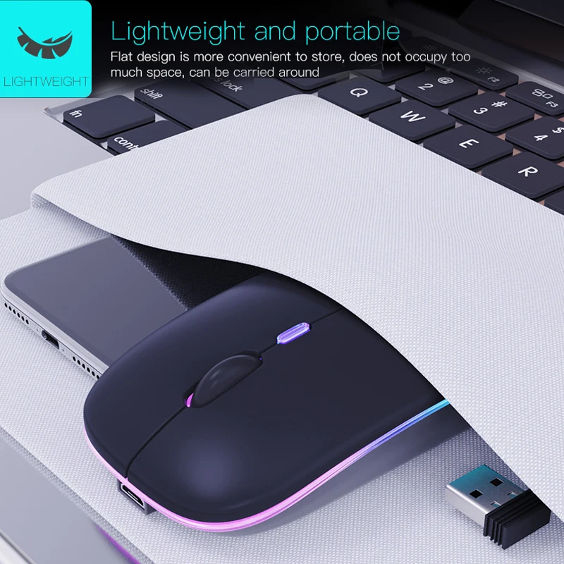 RGB беспроводная мышь Bluetooth компьютерная перезаряжаемая Бесшумная эргономичная USB