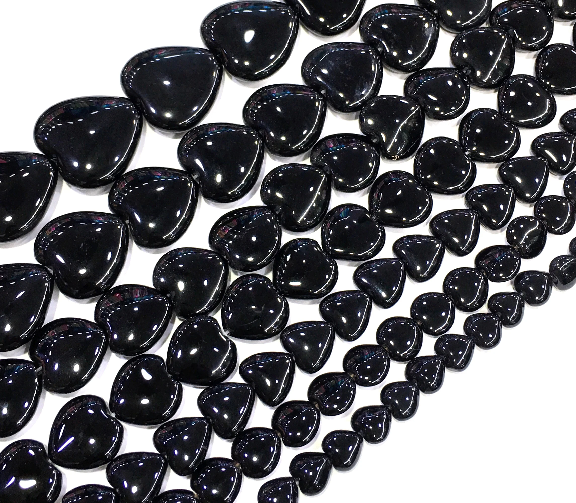 Бесплатная доставка бусины россыпью в форме сердца из натурального черного