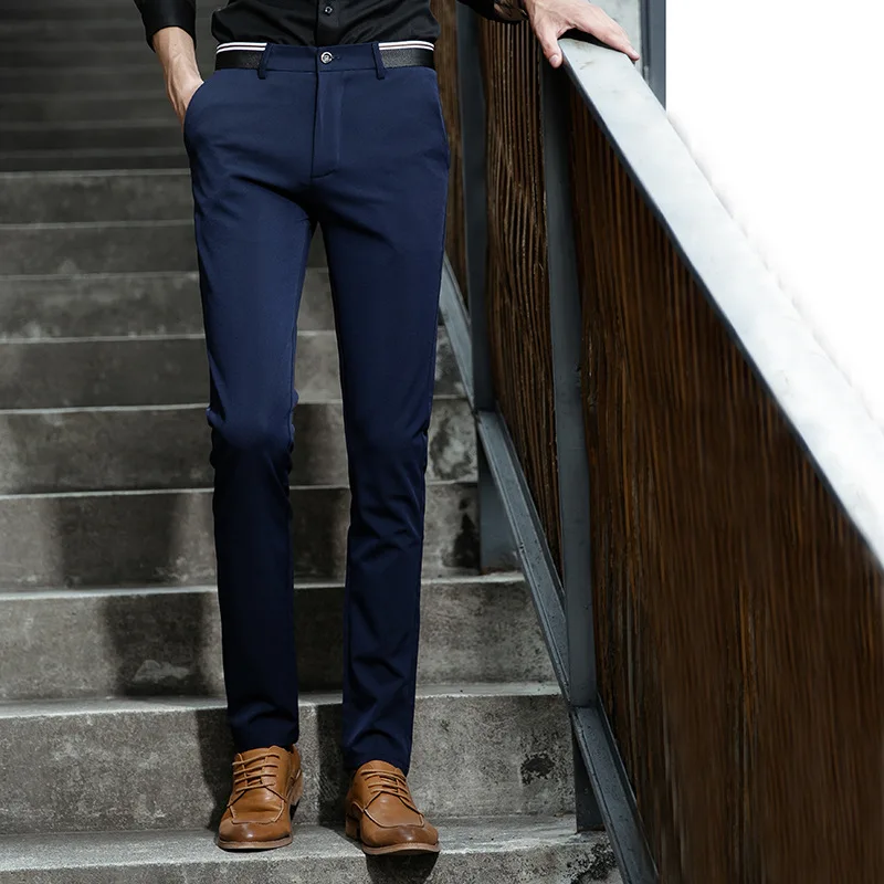 

2021 spring new men's Korean slim casual pants solid color simple business trousers men's pants