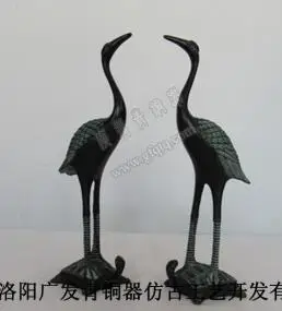 

collecting OLD copper Elaborate Old crafts Brass A only Exquisite Chinese Classical Golden Crane Bird Standing on Turtle Statues