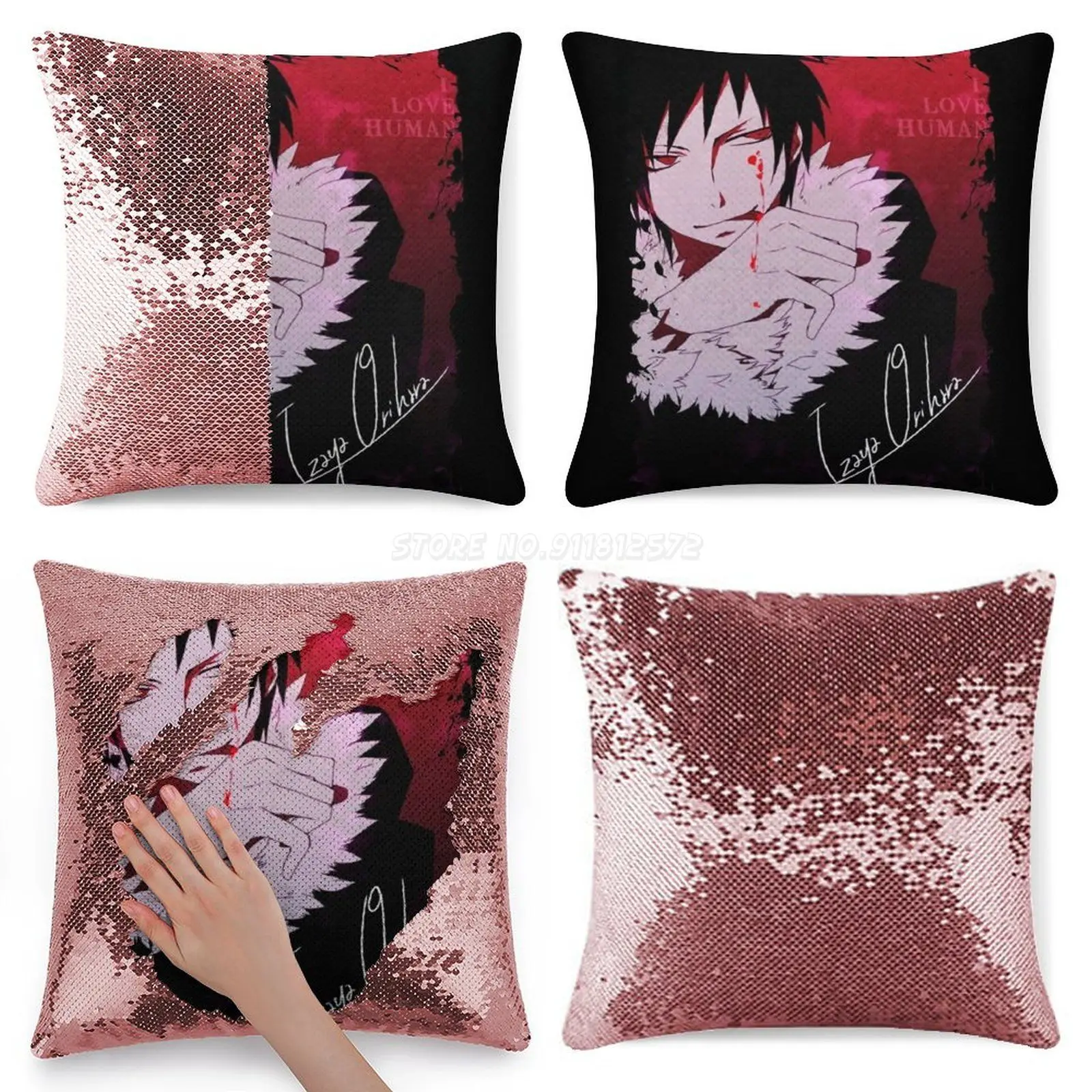 Izaya Orihara Sequin Pillowcase Throw Pillow Case 40cmX40cm Drrr Durarara Anime Boy |