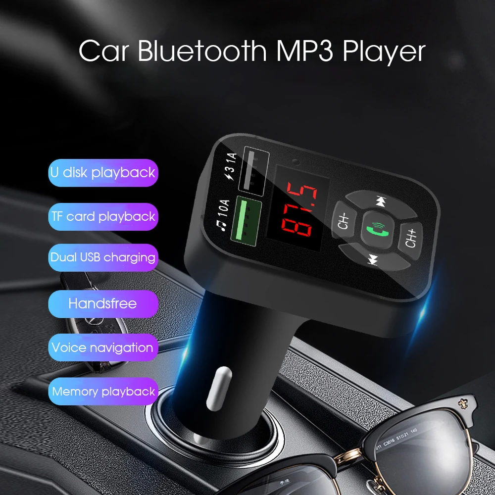 FM передатчик Aux модулятор Bluetooth автомобильный комплект громкой связи адаптер для